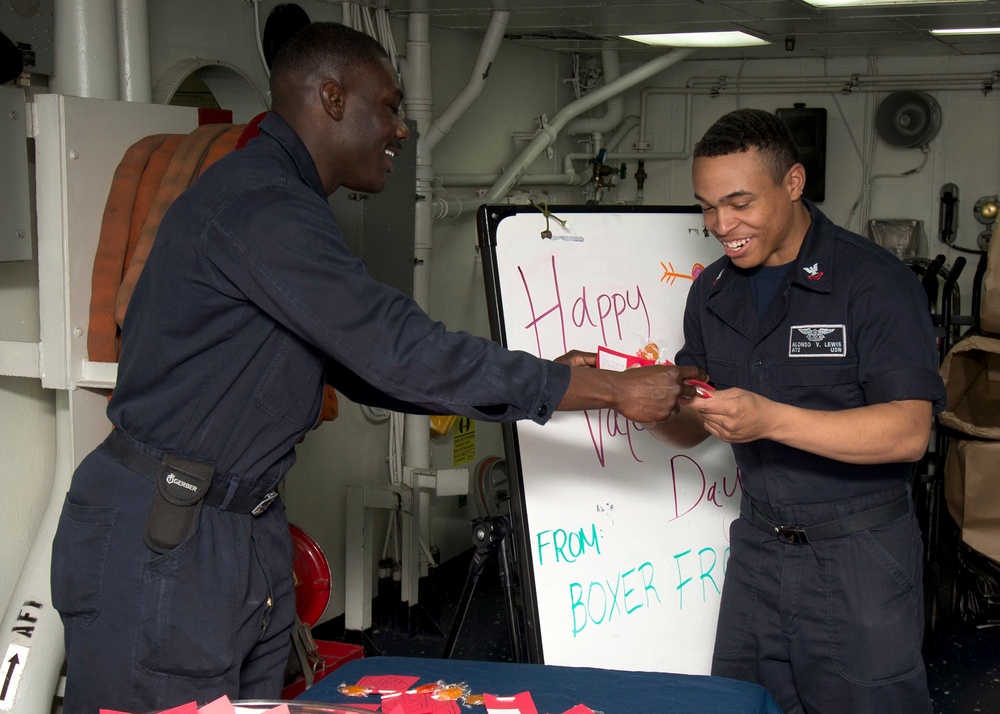 Valentine's Day cards provided for USS Boxer sailors