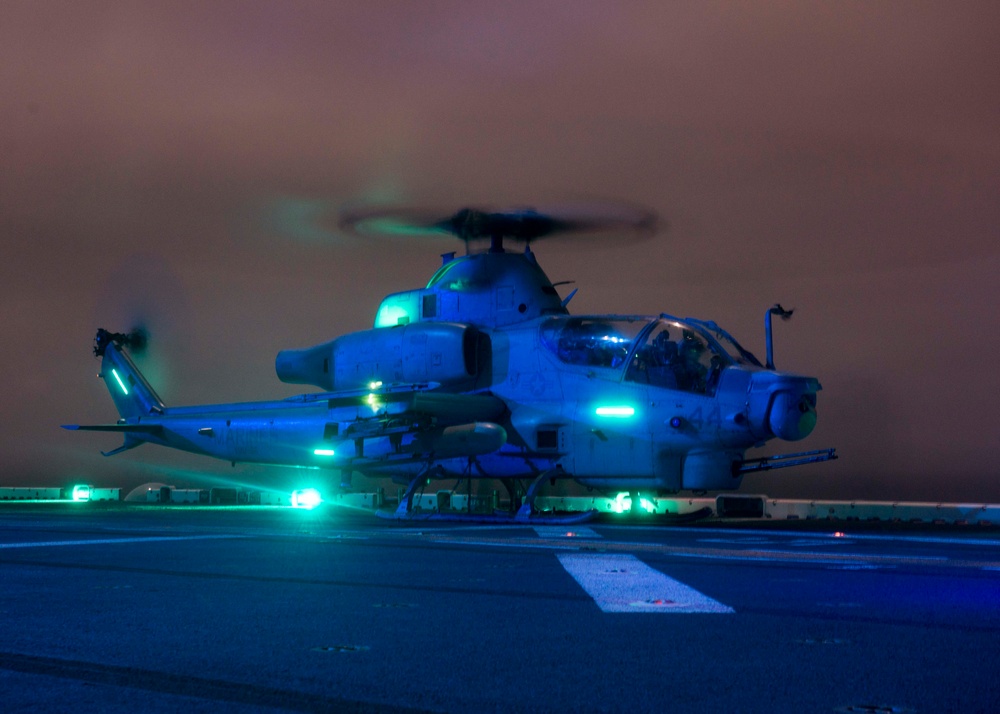 Night flights ops aboard USS Boxer