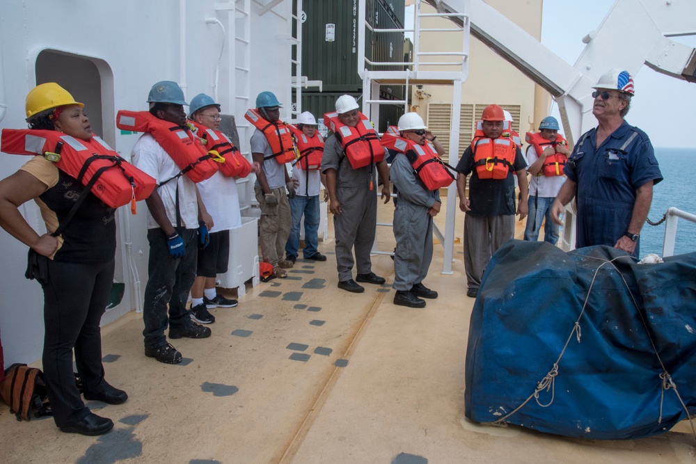 USNS 1st LT Jack Lummus conducts abandon ship drills