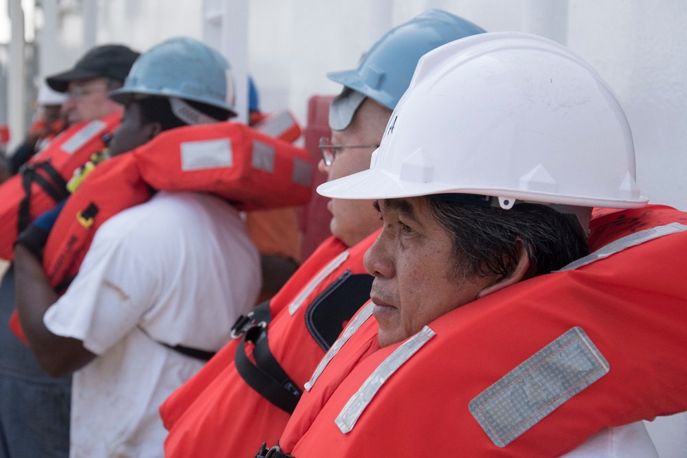 USNS 1st LT Jack Lummus conducts abandon ship drills