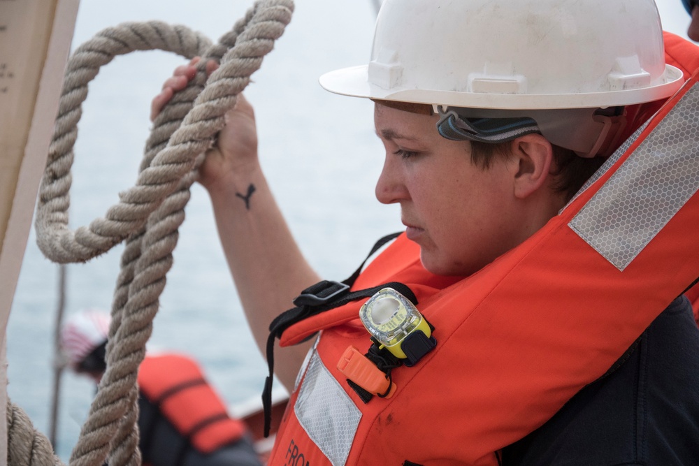 USNS 1st LT Jack Lummus conducts abandon ship drills