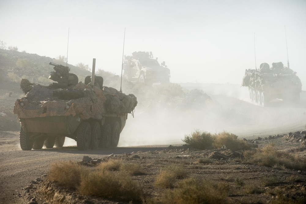 3rd Cavalry Regiment vehicles move in convoy