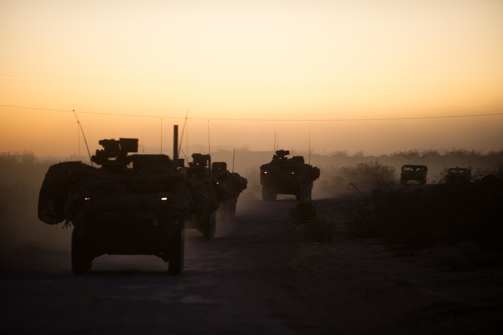 Strykers move in convoy