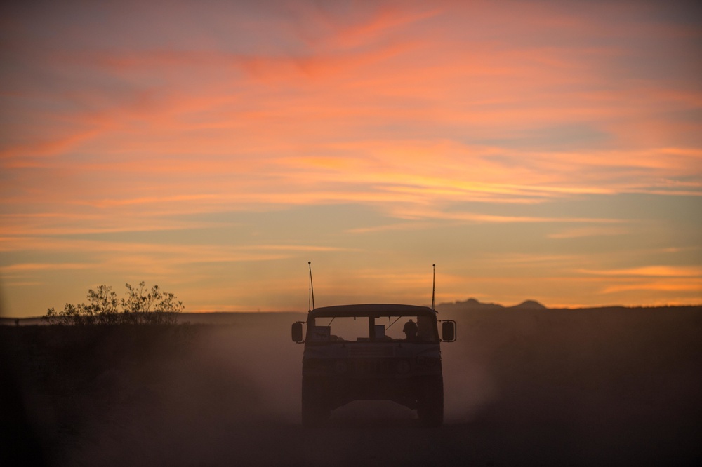 Humvee at sunset