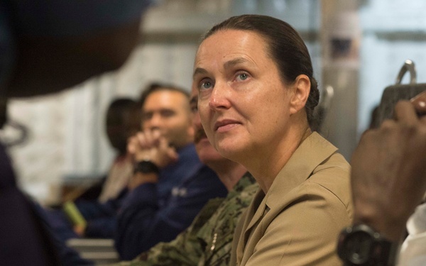 Exercise debrief aboard USNS Spearhead