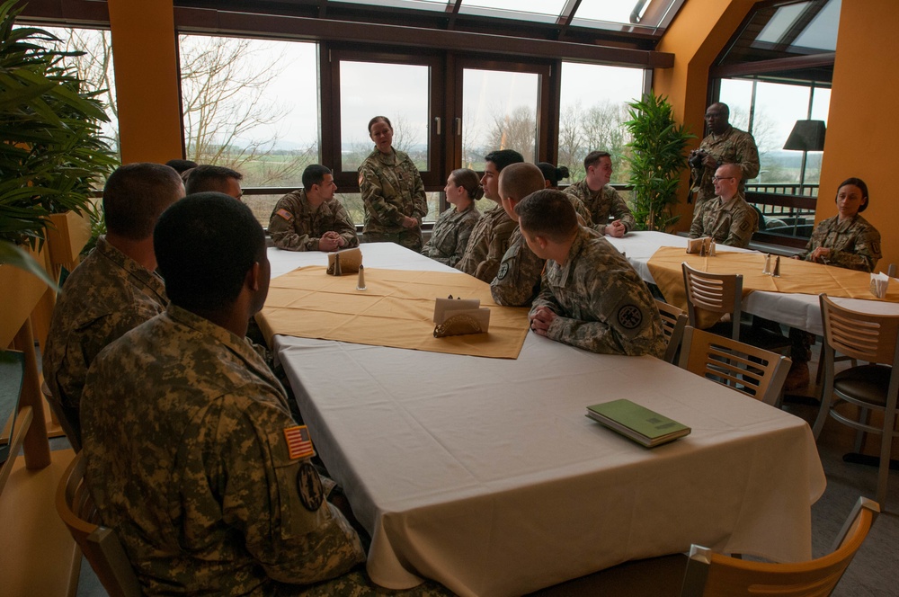 Command Sgt. Maj. Sheryl D. Lyon visits Soldiers at Sembach Kaserne, Germany