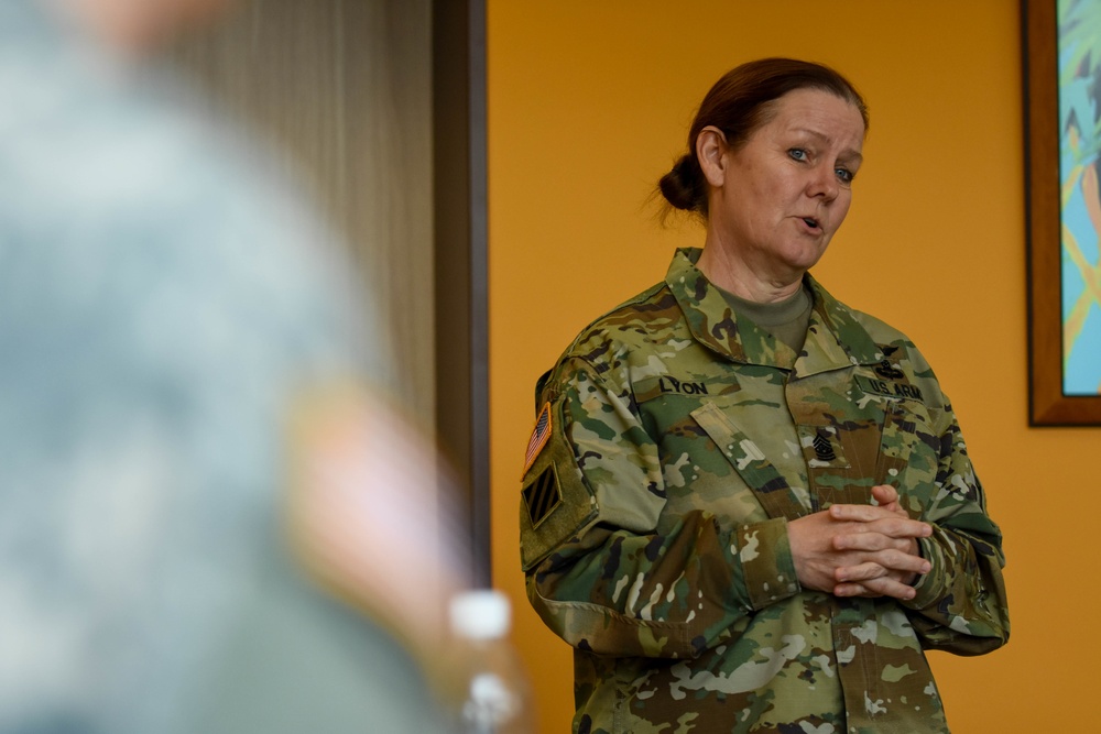 Command Sgt. Maj. Sheryl D. Lyon visits Soldiers at Sembach Kaserne, Germany