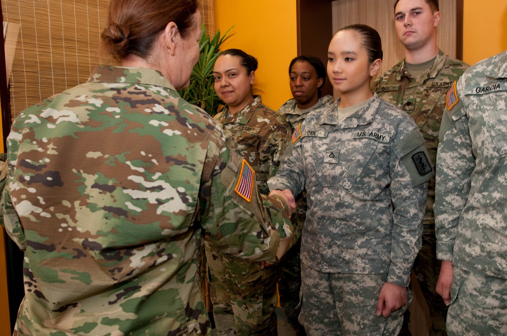 Command Sgt. Maj. Sheryl D. Lyon visits Soldiers at Sembach Kaserne, Germany