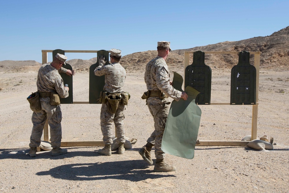 CLB-26 and Law Enforcement Marines conduct pistol range during training exercise