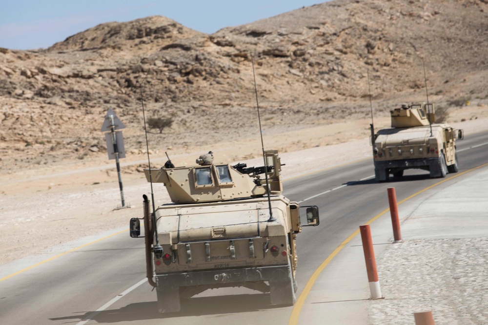 26th MEU LE Marines conduct convoy training while deployed to 5th Fleet area of operation