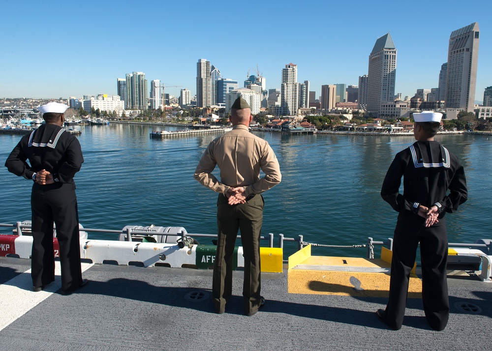 USS Boxer departs San Diego