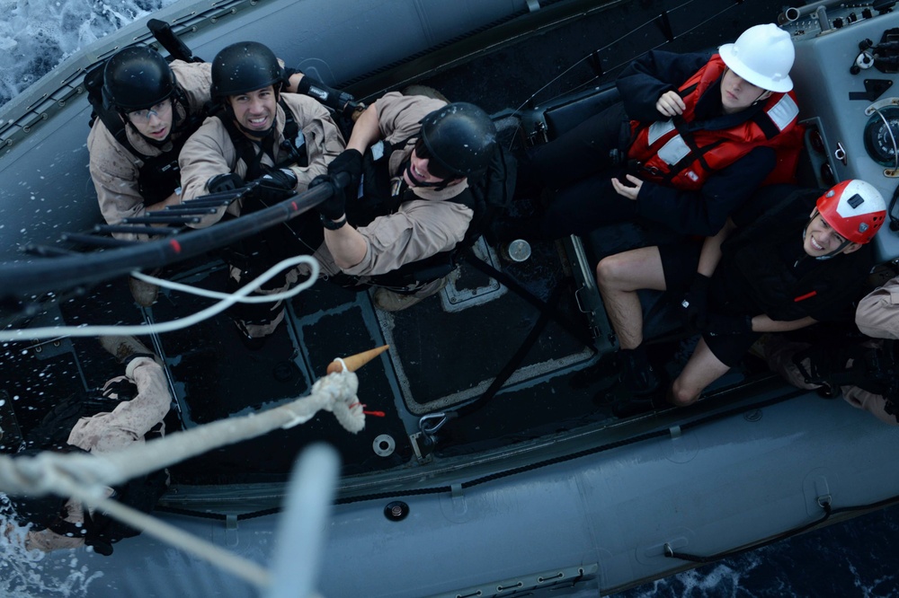 Visit, board, search and seizure training aboard USS Ross