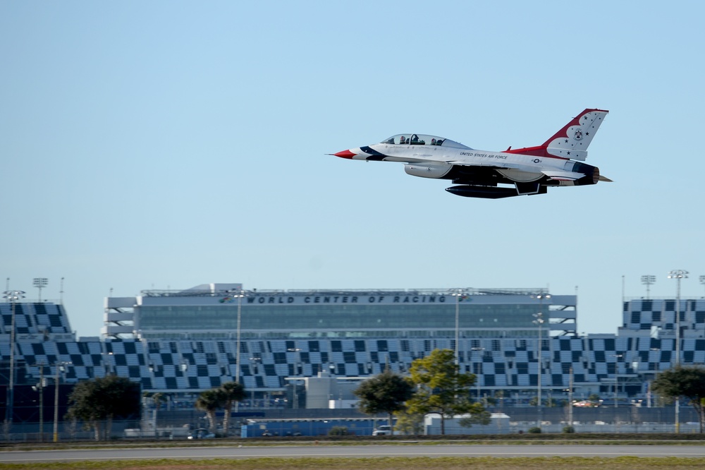 Thunderbirds fly Bill and Chase Elliott