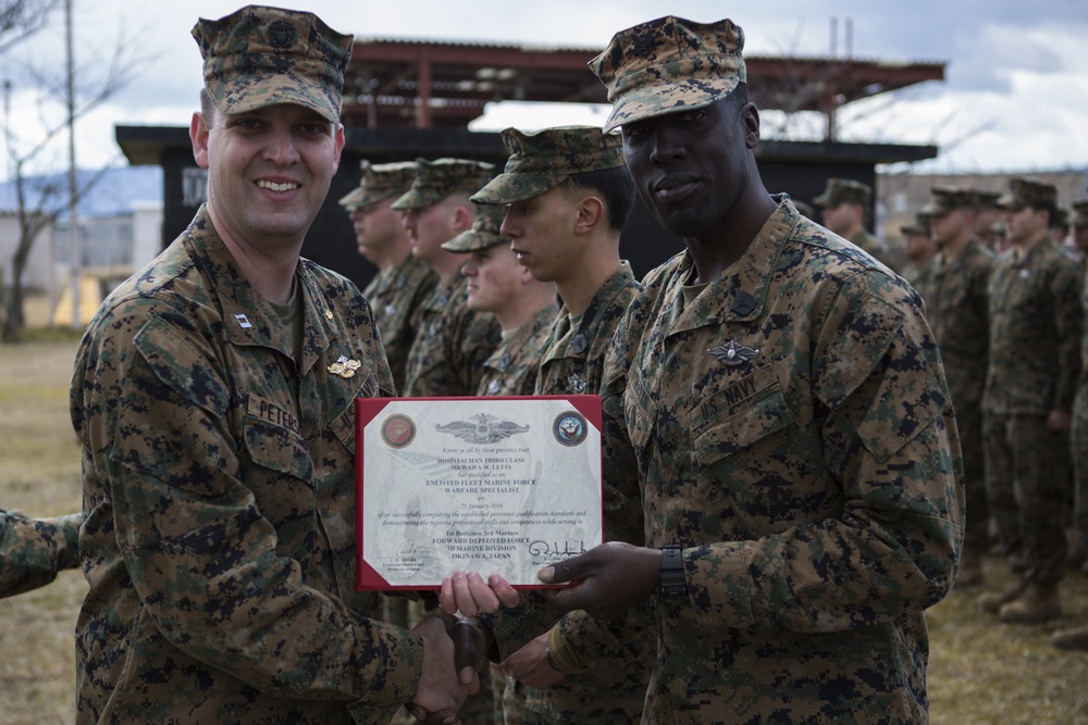 Fleet Marine Force Enlisted Warfare Specialist device pinning