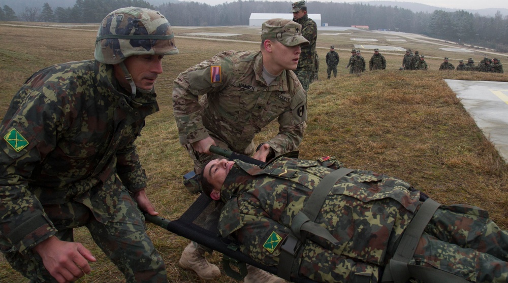 Soldiers hone skills during medevac training at the Joint Multinational Readiness Center