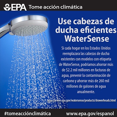 Use WaterSense shower heads (Spanish)