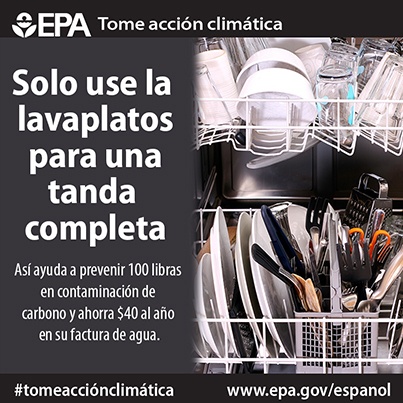 Run your dishwasher only with a full load (Spanish)