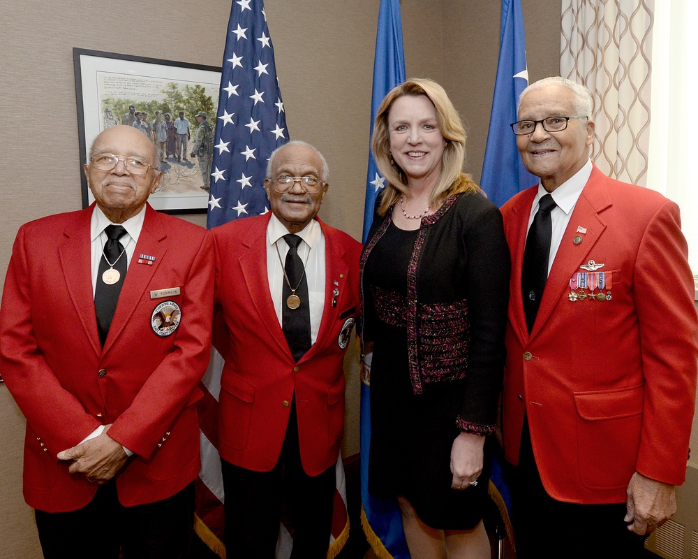 Tuskegee Airmen with Secretary James