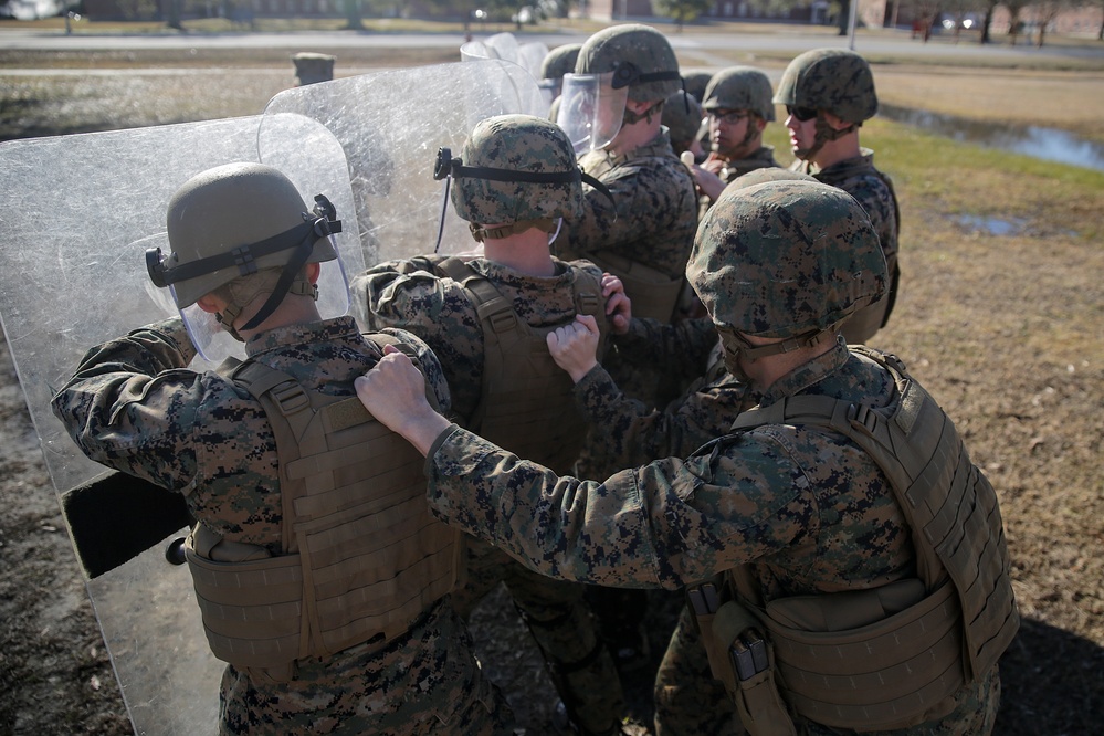 CLB-2 smashes riot control training