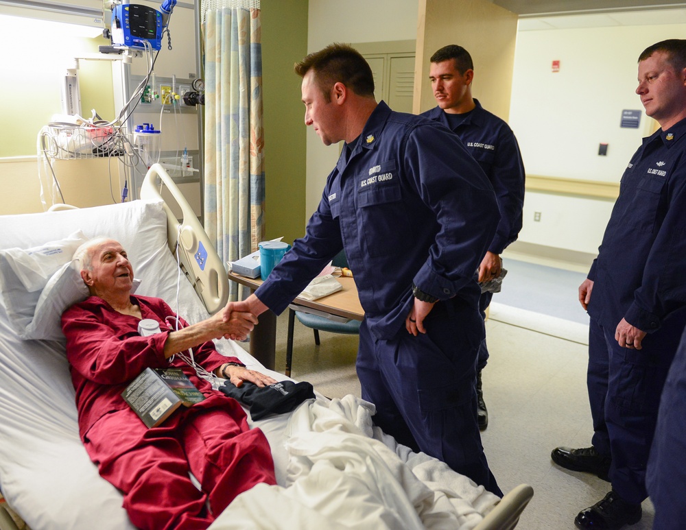 Coast Guard Station Point Allerton crew at Veterans Hospital in West Roxbury, Mass.