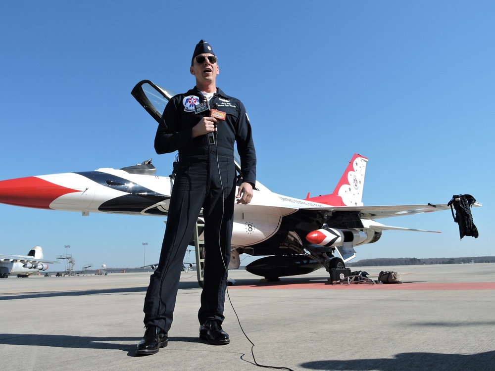 Thunderbird lands at Robins for site visit