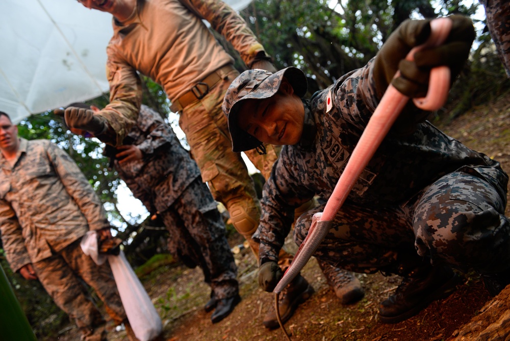 US, Japanese Airmen conduct survival training during Cope North 16