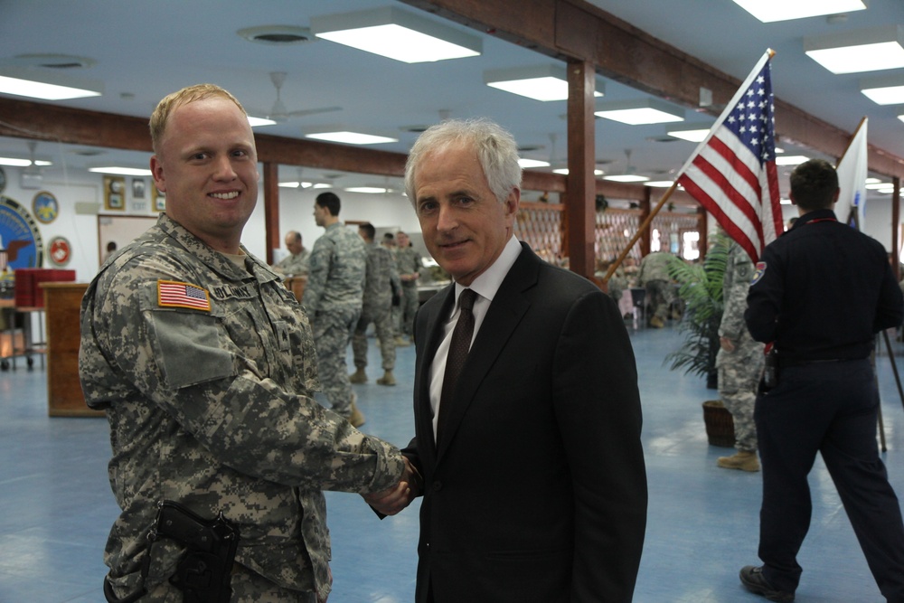 US Sen. Bob Corker visits troops at Camp Bondsteel, Kosovo