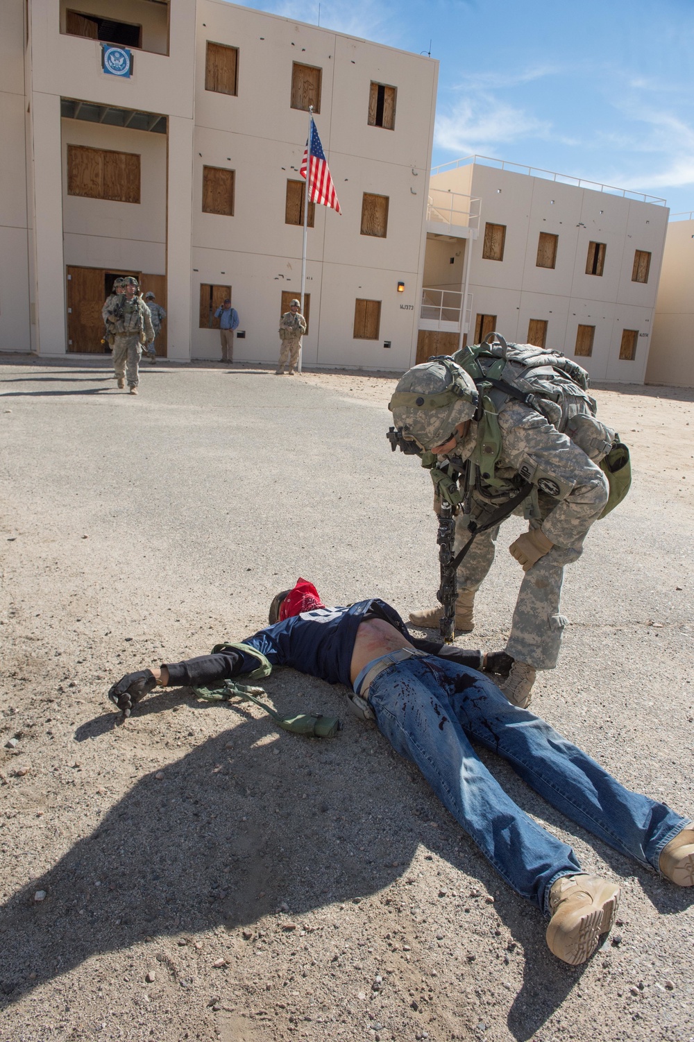 3d Cavalry Soldier searches enemy combatant