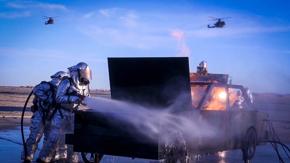 Marines with MWSS 373 fight fire