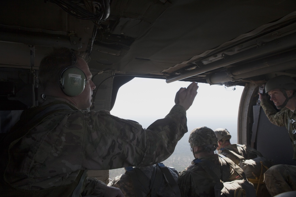 US Army Jumpmaster in UH-60 Black Hawk