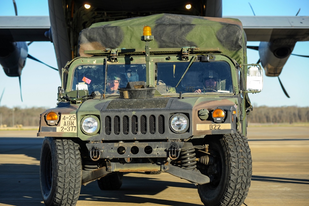 US Army drives Humvee for a US Air Force departure