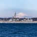 Japan Maritime Self-Defense Ship transits Uraga Channel in fron of Mt. Fuji