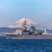 Japan Maritime Self-Defense Ship transits Uraga Channel in fron of Mt. Fuji