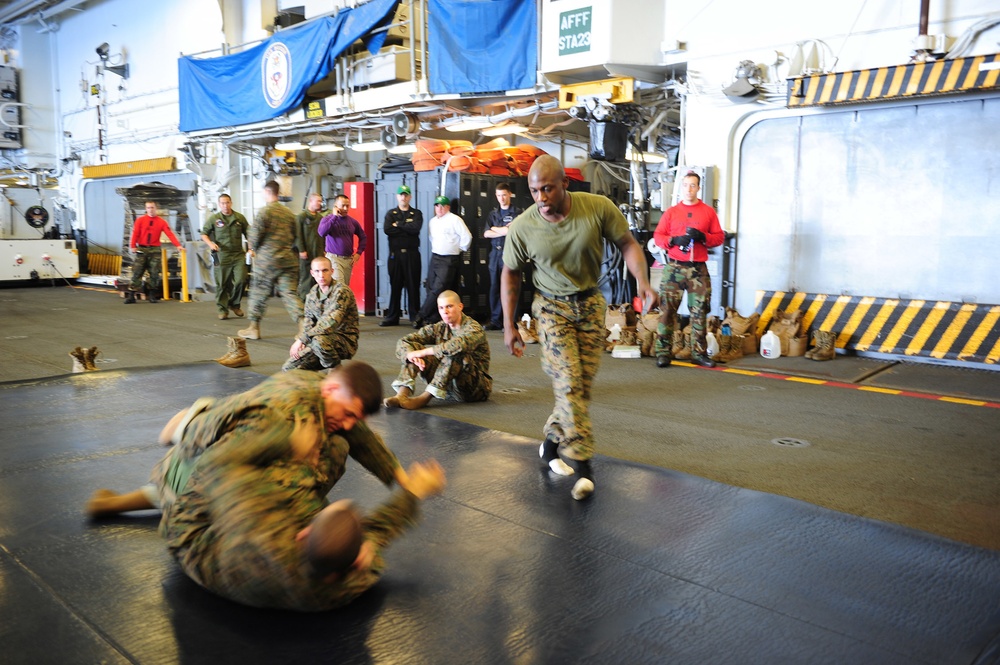 Marine Corps Martial Arts Program class aboard USS Boxer