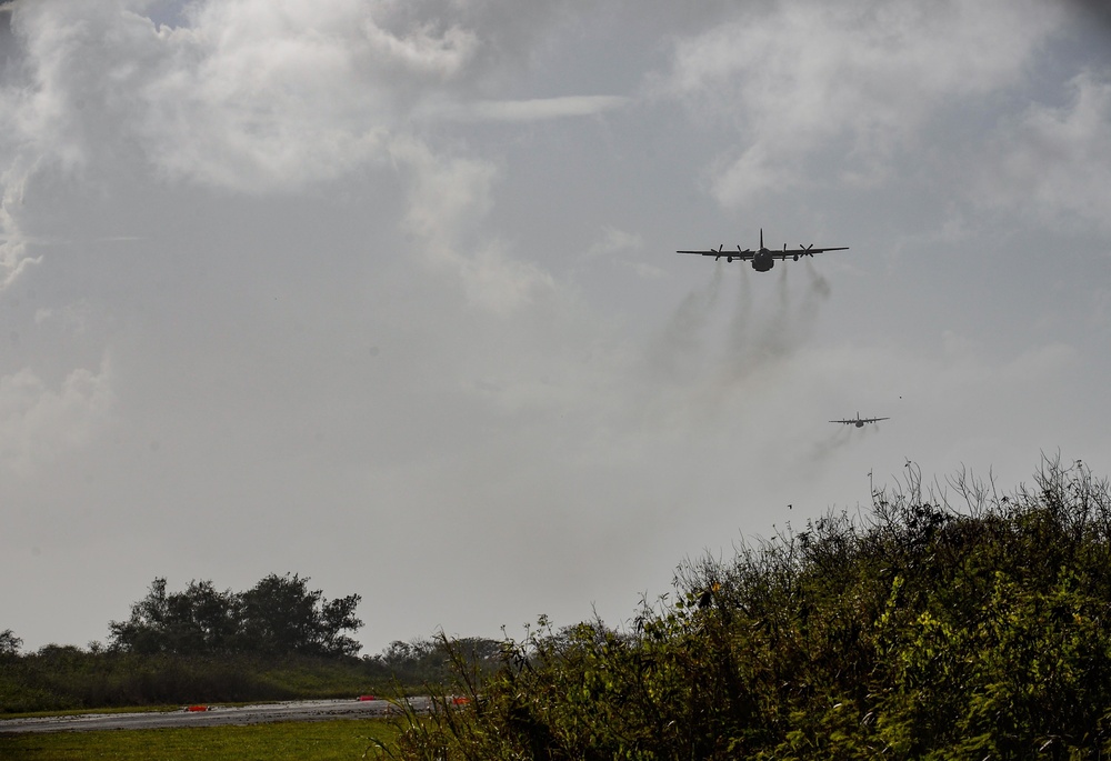 Bilateral C-130 Hercules formation performs formation airdrop during Cope North 16