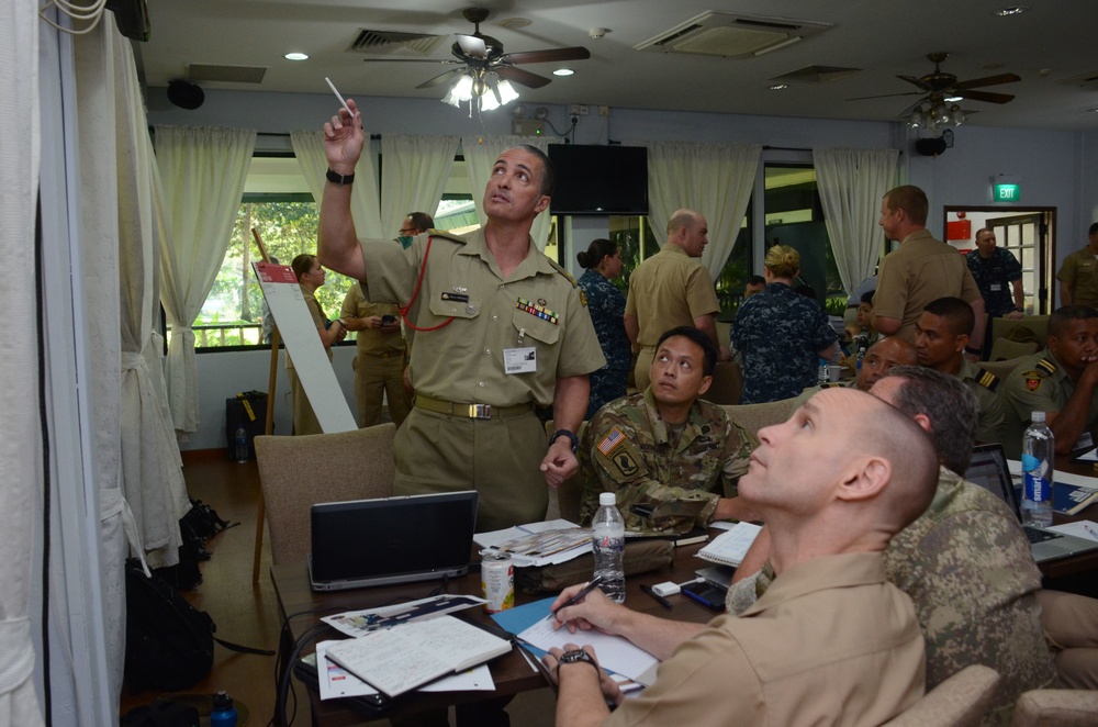 Representatives in Pacific Partnership 2016 participate in a planning conference in Navy Region Singapore Feb. 23, 2016