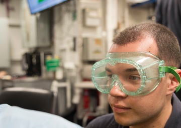 USS Bonhomme Richard sailor conducts boiler water test