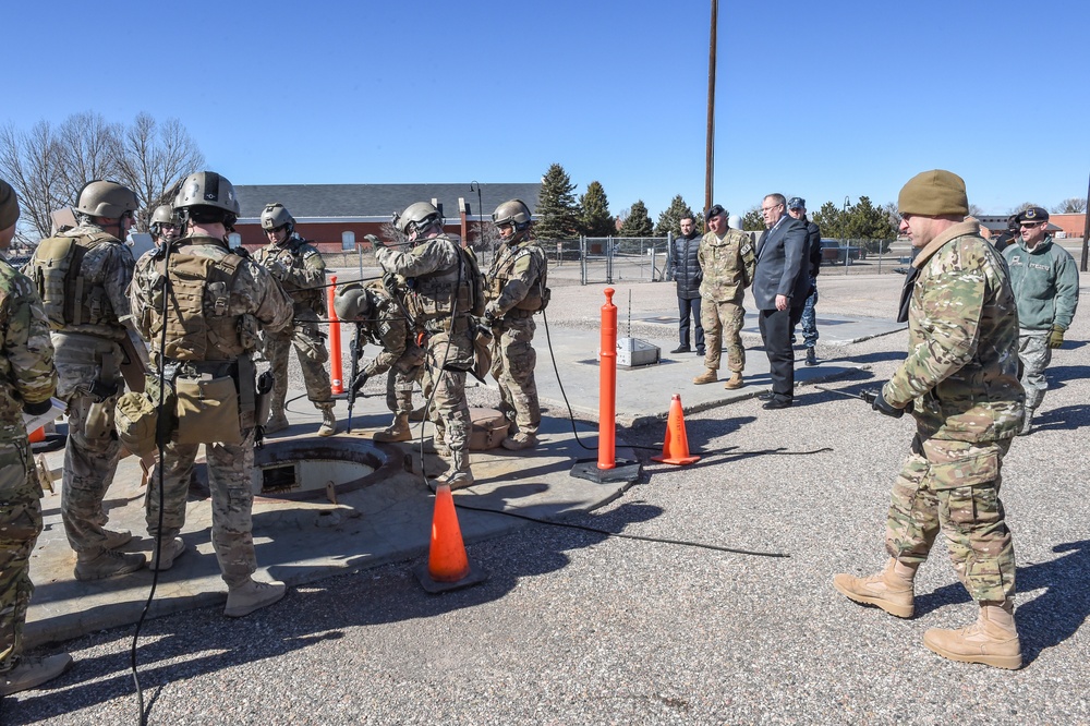 DSD watches a Tactical Response Force demonstration on F. E. Warren Air Force Base