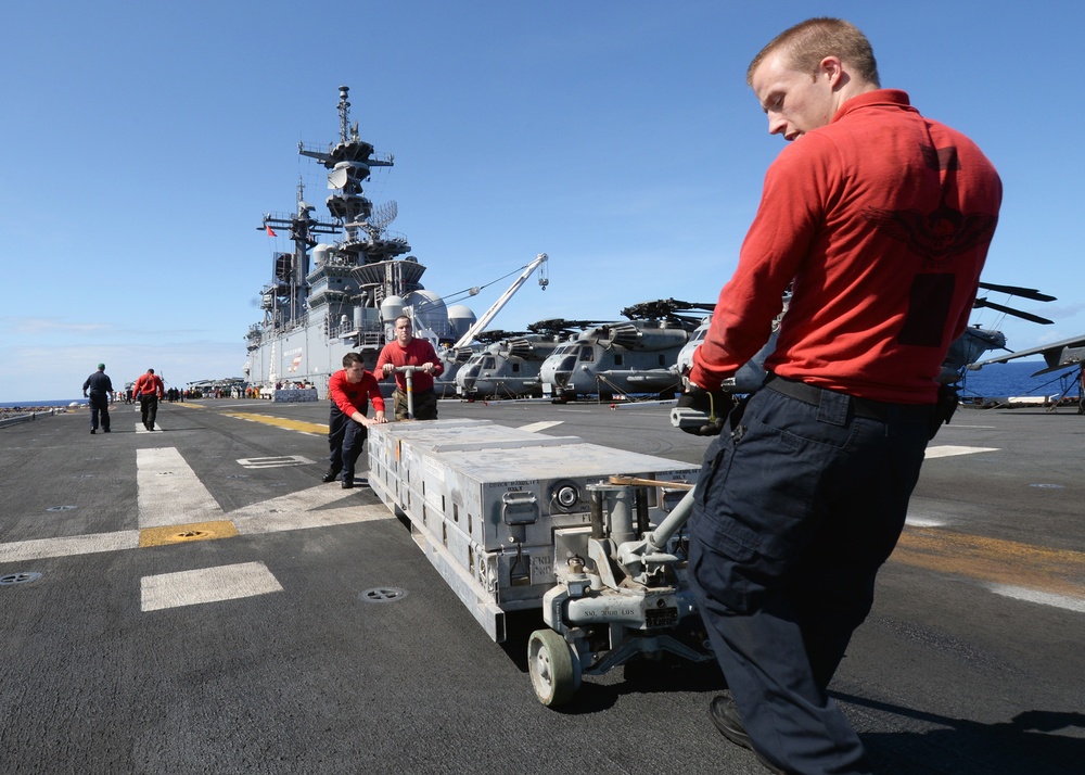 Machine gun training aboard USS Boxer