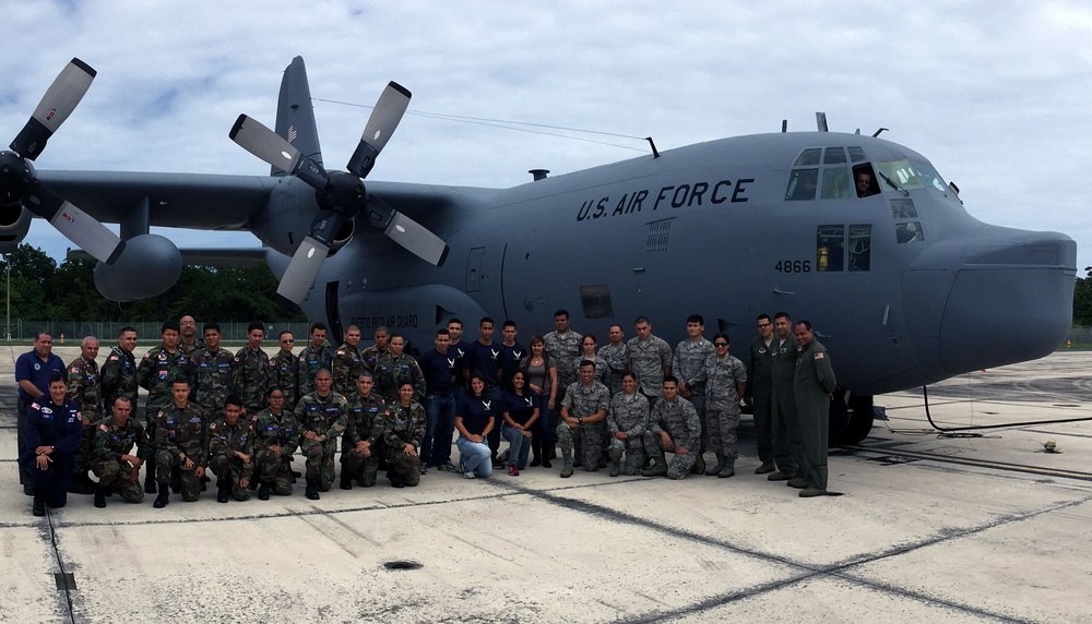 Cadets from the AFROTC DET 756 and Civil Air Patrol from the PR068 visit the 198th Airlift Squadron, Puerto Rico Air National Guard for a familiarization flight