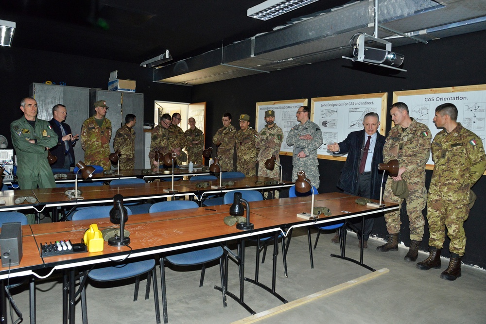 Brig. Gen. Michele Risi, Multinational Land Force 'Julia' Alpine Brigade Commander, tours Regional Training Support Division South, Caserma Ederle,  Vicenza, Italy