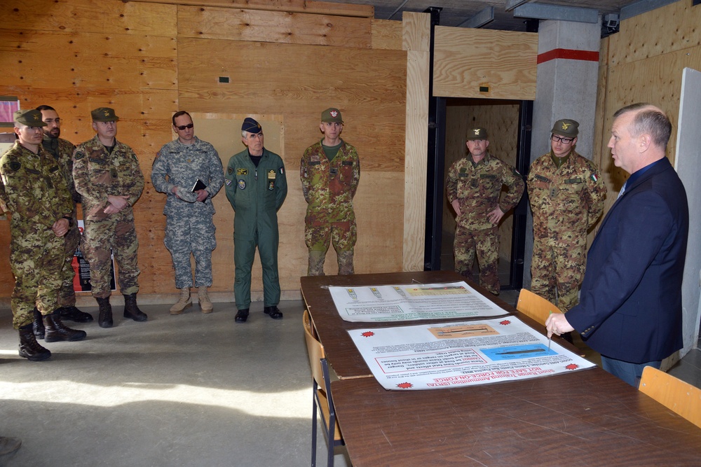 Brig. Gen. Michele Risi, Multinational Land Force 'Julia' Alpine Brigade Commander, tours Regional Training Support Division South, Caserma Ederle,  Vicenza, Italy
