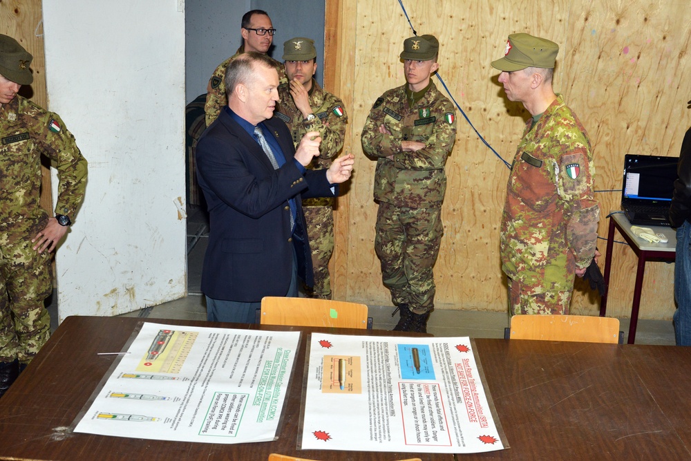 Brig. Gen. Michele Risi, Multinational Land Force 'Julia' Alpine Brigade Commander, tours Regional Training Support Division South, Caserma Ederle,  Vicenza, Italy