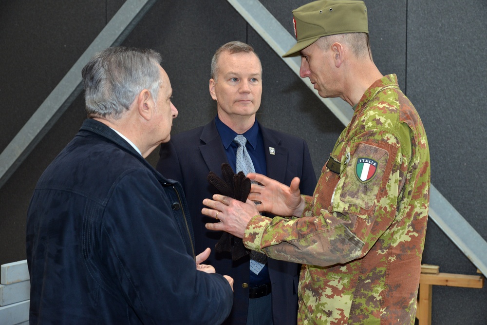 Brig. Gen. Michele Risi, Multinational Land Force “Julia” Alpine Brigade Commander tours Regional Training Support Division South, Caserma Ederle,  Vicenza, Italy.