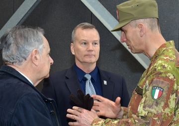 Brig. Gen. Michele Risi, Multinational Land Force “Julia” Alpine Brigade Commander tours Regional Training Support Division South, Caserma Ederle,  Vicenza, Italy.