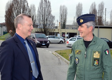 Brig. Gen. Michele Risi, Multinational Land Force “Julia” Alpine Brigade Commander tours Regional Training Support Division South, Caserma Ederle,  Vicenza, Italy.