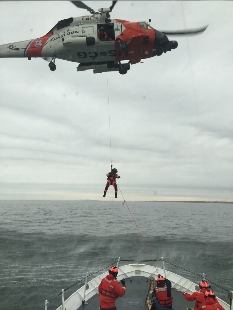 Coast Guard hoist training in Martha's Vineyard Sound