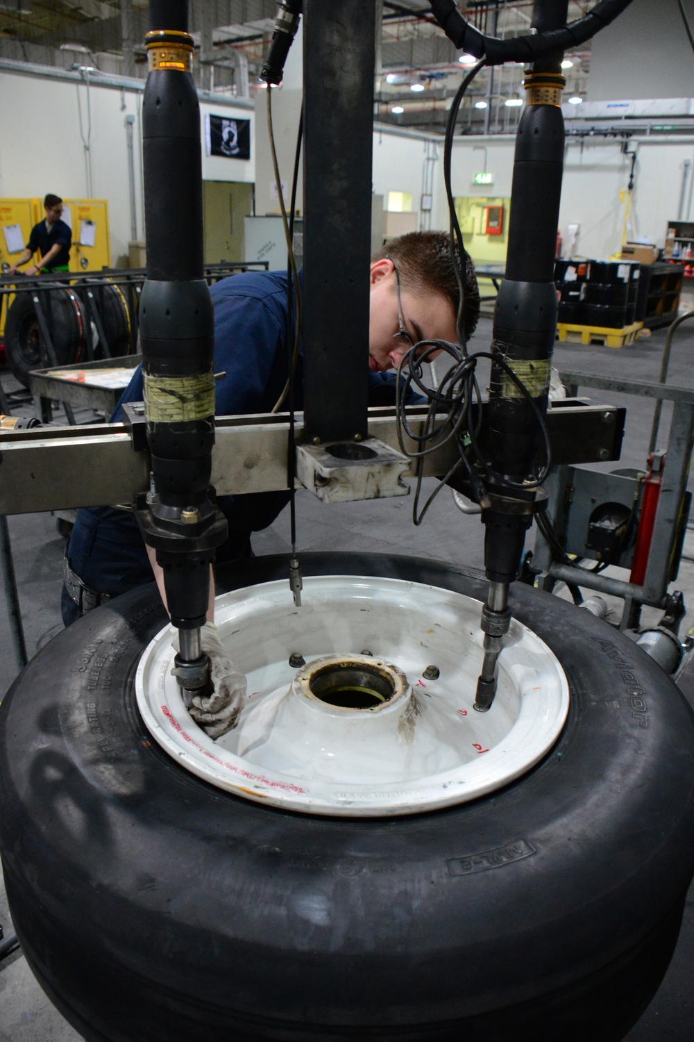 379th EMXS operates most productive Air Force wheel, tire repair facility
