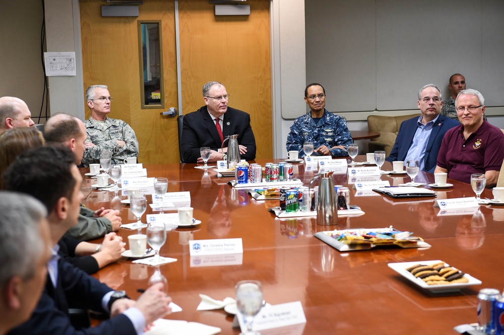 DSD, VCJCS, commander of USSTRATCOM listen to a mission brief on an unarmed Minuteman 3 missile test