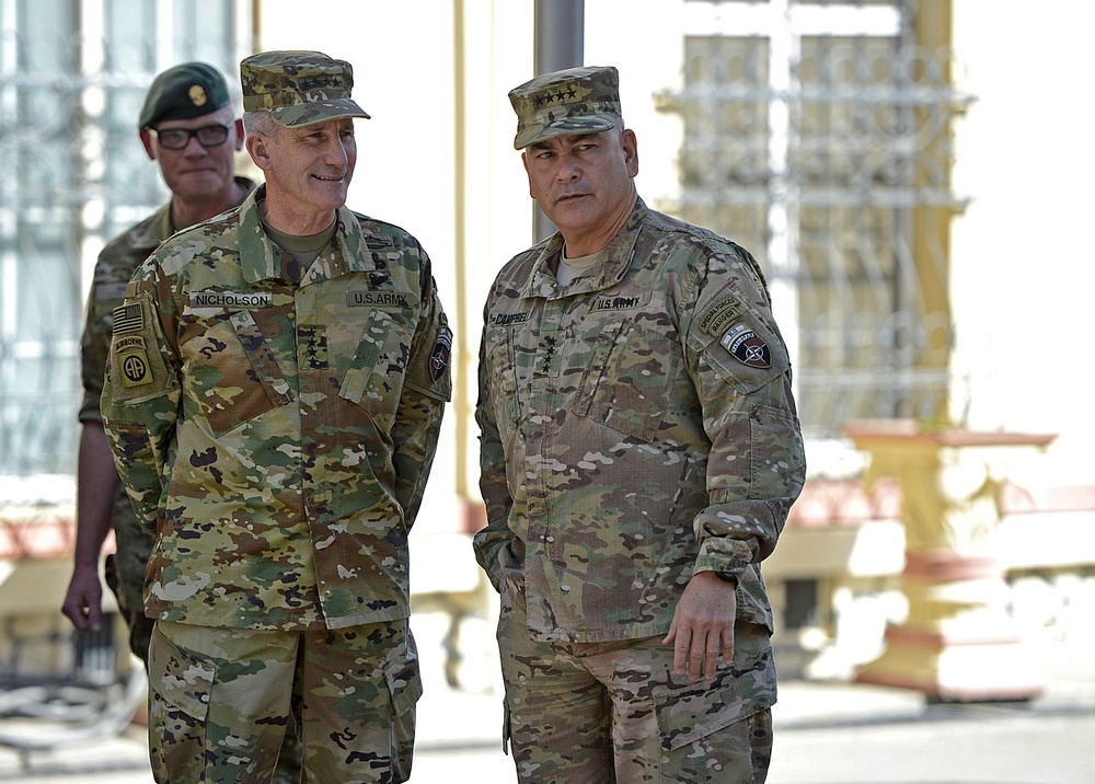 Gen. Campbell and Gen. Nicholson at Camp Resolute Support, Kabul, Afghanistan